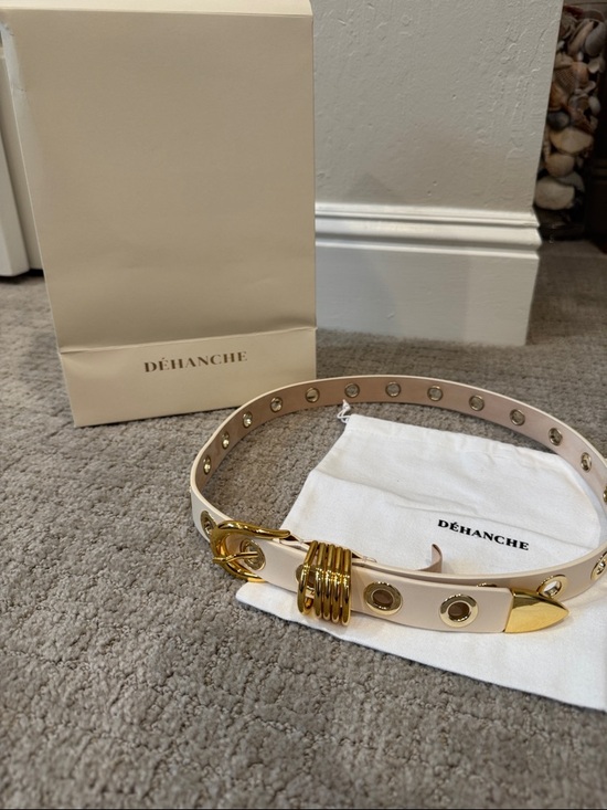 Déhanche Accessories - DÉHANCHE Cream Leather Belt with Gold Hardware